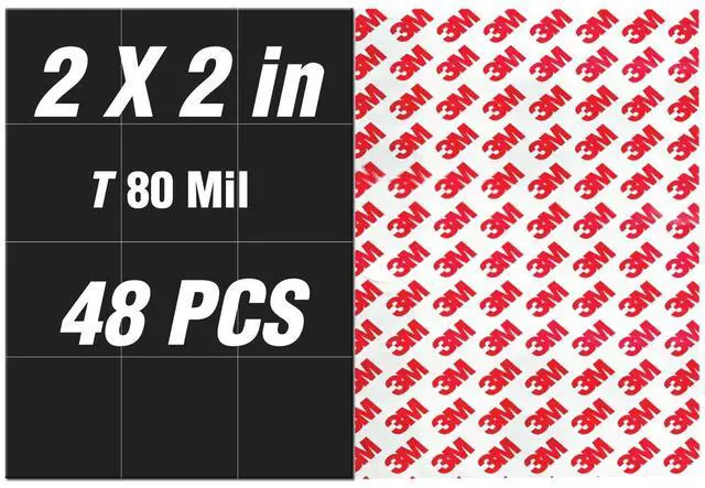 Main image of Small Magnet Sheets with Adhesive Backing(Each 2" x 2",48PCS),Make Sticker for Cards/Picture/Poster with Sticky Adhesive Magnets (Thickness 80mil)