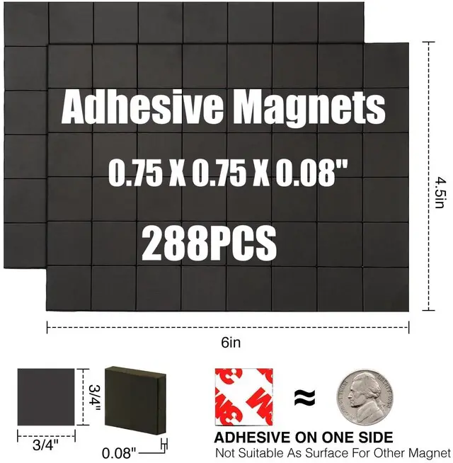 Alt view image 6 of 6 - Adhesive Magnets Each 3/4" x 3/4",288PCS Value Pack for Teacher in Classroom,Office Essentials Supplies to Make Things Into Magnetic Sticker(80mil Magnet)