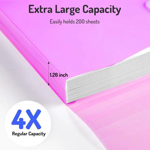 Alt view image 3 of 7 - Binder Pocket, 4X Regular Capacity, 10 Pack Super Heavyweight Plastic Folders with Tight Closure, Folders with Pockets Side Loading, Binder Organizer, Binder Dividers, Letter Size, Extend