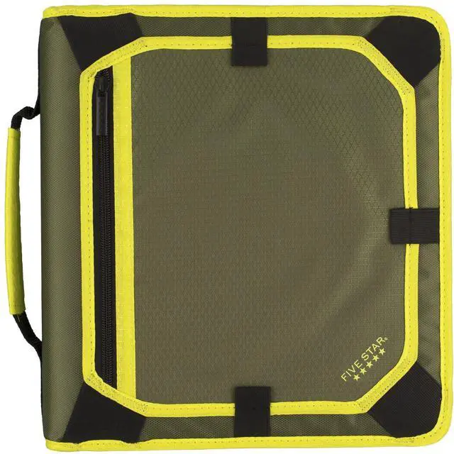 Alt view image 6 of 7 - Zipper Binder, 2 Inch 3-Ring Binder with Round Rings, Expansion Panel and 5-Tab Expanding File, 580 Sheet Capacity, Olive/Citrus (290520C)