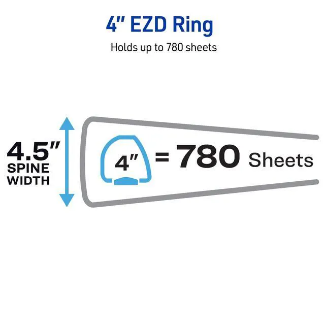Alt view image 4 of 7 - ® Heavy-Duty 3 Ring Binder, 4" EZD® Rings, 1 Black Binder For Heavy School, Home and Office Use, Tear-Resistant Spine, DuraEdge Split-Resistant Sides, Linen-Textured Finish