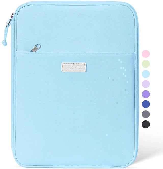 Main image of Zipper Binder Bag, 1 Inch Binders 3 Ring O-Ring, 5-Tab Divider Folder Expanding File Folder, 500-Sheet Capacity Three Ring Binder, Cute Organizer Storage Student School Classroom Supplies, Blue