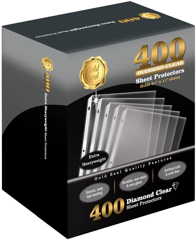 Main image of 400 Count Diamond Clear Extra Heavyweight Sheet Protectors, 4 mils Strong, to fit 8.5 x 11, Top Load, 400 Pack