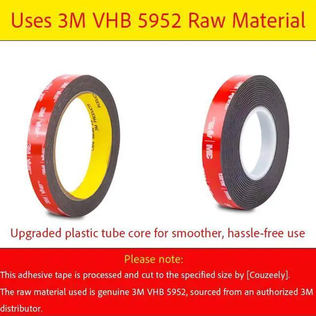 Alt view image 5 of 7 - Double Sided Tape Heavy Duty, Waterproof Mounting Foam Tape, 16.5ft Length, 2.56in Width, High Temperature Resistant Adhesive Tape for Car, LED Strip Light, Office Decor, Uses VHB 5952 Raw Material