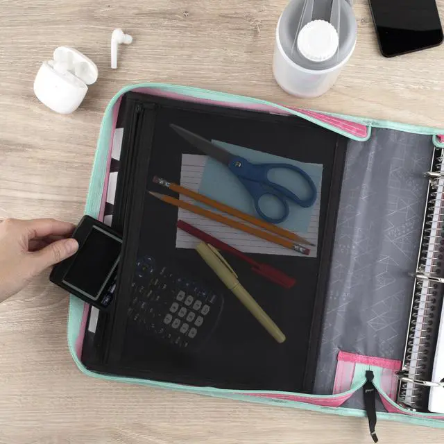 Alt view image 3 of 7 - Zipper Binder 2 Inch O-Rings Case Organiser with Expansion Panel and 5-Tab Expanding File Folder, 580 Sheet Capacity, Taffy Twist (290520L)