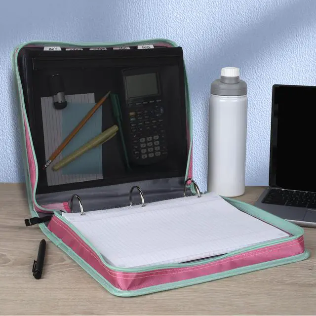 Alt view image 5 of 7 - Zipper Binder 2 Inch O-Rings Case Organiser with Expansion Panel and 5-Tab Expanding File Folder, 580 Sheet Capacity, Taffy Twist (290520L)