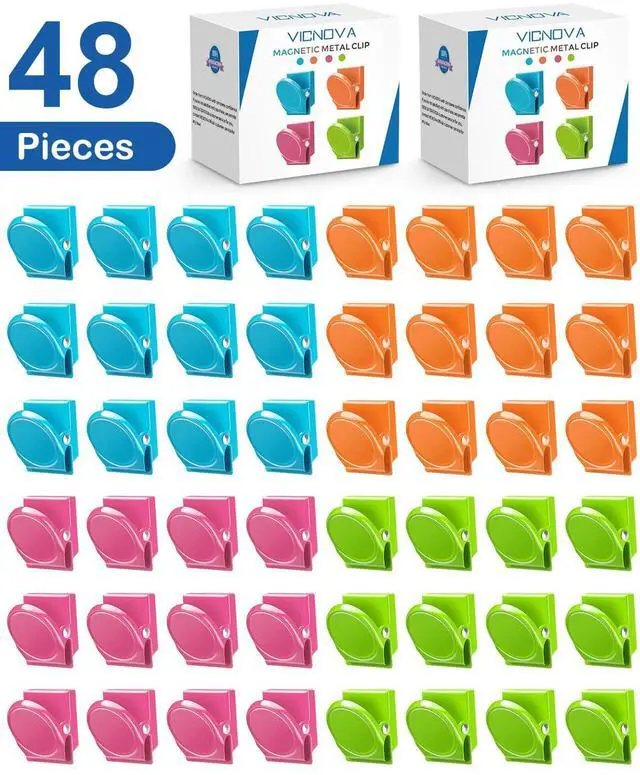 Alt view image 7 of 7 - Magnetic Clips, 48 Pieces Magnetic Metal Chip Clips Fridge Magnets Refrigerator Whiteboard Locker Magnets Heavy Duty Clip Classroom Organization Teacher Must Haves School Supplies Accessories