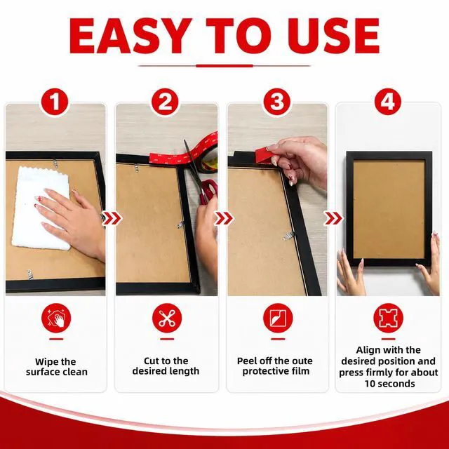 Alt view image 4 of 6 - 3M Double Sided Tape Heavy Duty 2in x 10ft, Removable Mounting Tape Adhesive Strips Double Sided Mounting Tape, Strong Foam Tape for Walls Picture Hanging Poster, Car, LED Strip Light