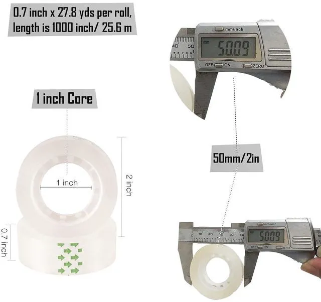 Alt view image 2 of 7 - 24 Pack Transparent Tape Clear Tape Refills Rolls Each Roll 3/4 x 1000 Inches, 1 inch Core, for Office, Home, School