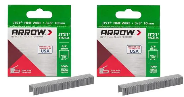 Main image of 276 JT21 Thin Wire Staples for Staple Guns and Staplers, Use for Upholstery, Crafts, General Repairs, 3/8-Inch Leg Length, 7/16-Inch Crown Width, 1000-Pack (Pack of 2)