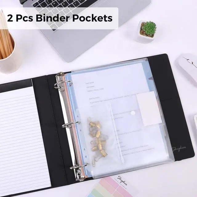 Alt view image 2 of 7 - 3 Ring Binder with Clipboard, 2 Inch PU Heavy Duty Binder with Notepad & 5 Dividers with 5 Pockets, Labels, Clipboard Folder Great for School Office(Fit Letter Sized Paper)