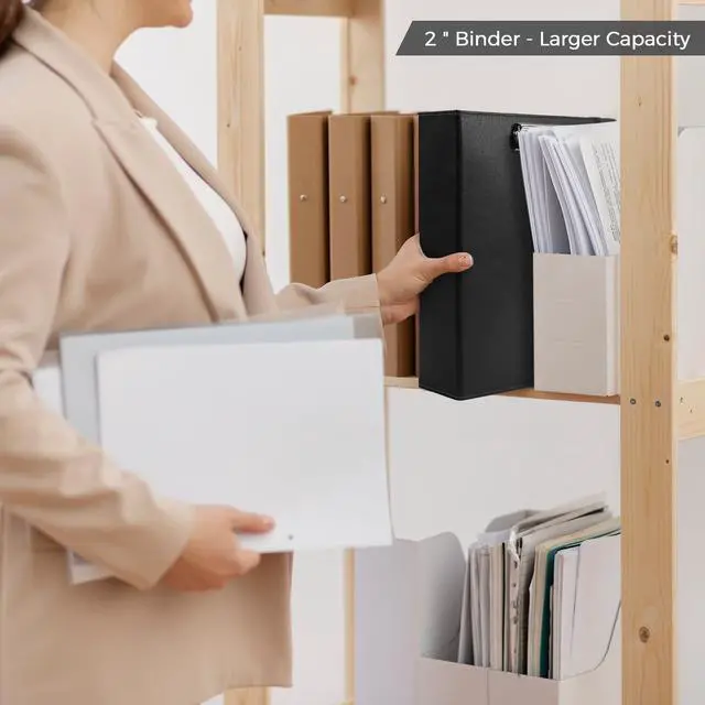 Alt view image 6 of 7 - 3 Ring Binder with Clipboard, 2 Inch PU Heavy Duty Binder with Notepad & 5 Dividers with 5 Pockets, Labels, Clipboard Folder Great for School Office(Fit Letter Sized Paper)