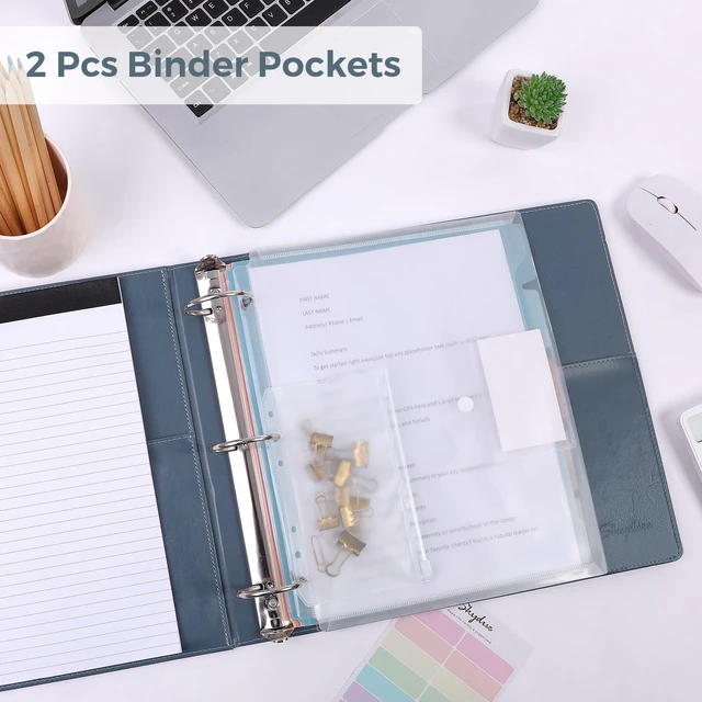 Alt view image 2 of 7 - 3 Ring Binder with Clipboard, 2 Inch Heavy Duty Binder, PU Clipboard Binder with Notepad & 5 Dividers with 10 Pockets, Labels, Clipboard Folder Great for School Office(Fit Letter Sized Paper)