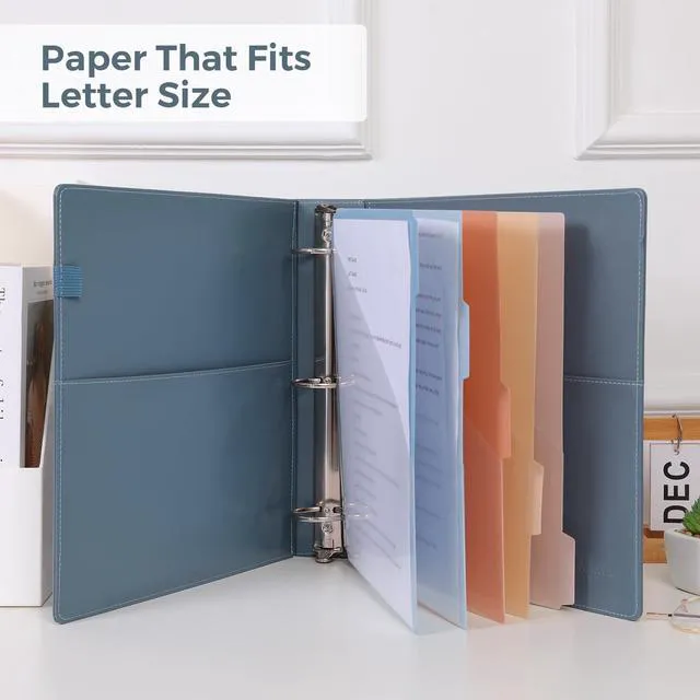 Alt view image 4 of 7 - 3 Ring Binder with Clipboard, 2 Inch Heavy Duty Binder, PU Clipboard Binder with Notepad & 5 Dividers with 10 Pockets, Labels, Clipboard Folder Great for School Office(Fit Letter Sized Paper)