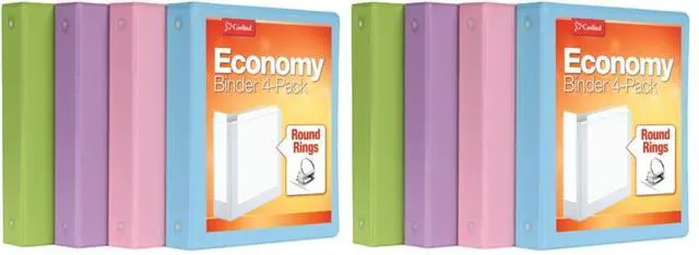 Main image of 3 Ring Binders, Binders for School and Office, Durable 1.5 Inch, Round Rings, Holds 350 Sheets, ClearVue Presentation View, Non-Stick, Assorted Pastel Colors, 8 Pack (79552)