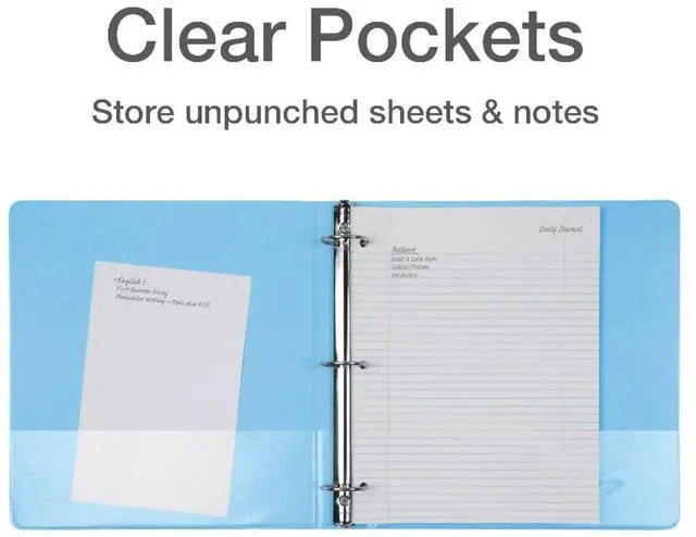 Alt view image 3 of 7 - 3 Ring Binders, Binders for School and Office, Durable 1.5 Inch, Round Rings, Holds 350 Sheets, ClearVue Presentation View, Non-Stick, Assorted Pastel Colors, 8 Pack (79552)