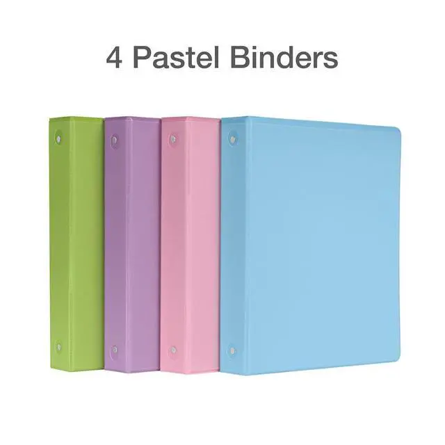 Alt view image 7 of 7 - 3 Ring Binders, Binders for School and Office, Durable 1.5 Inch, Round Rings, Holds 350 Sheets, ClearVue Presentation View, Non-Stick, Assorted Pastel Colors, 8 Pack (79552)