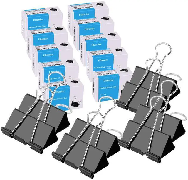 Main image of Medium Binder Clips 1.25 inch Length, (144 Pcs) Medium Paper Clips for Office Supplies