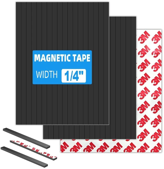 Alt view image 2 of 6 - Small Tiny Magnetic Tapes with Sticky Adheisve Backing for Mini Crafts.Pre Cut Thin Magnet Strips(Width 1/4" x 6" 54 Pieces)