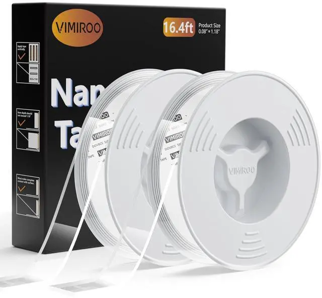 Main image of 2 Pack Double Sided Tape Heavy Duty, Extra Large 16.4FT Nano Double Sided Mounting Tape, Transparent Strong Removable Adhesive Picture Hanging Strips, Wall Tape Sticky Poster Carpet Decor