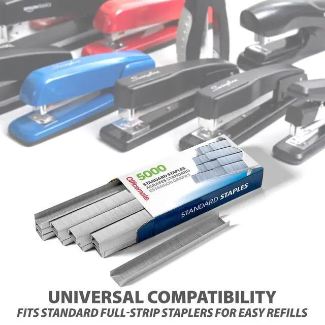 Alt view image 3 of 7 - Standard Staples - Chisel Point Tips, 5 Boxes of 5,000 Staples, 1/4-Inch Leg Length, Universal Compatibility, Office Supplies and School Supplies for Everyday Paper Fastening