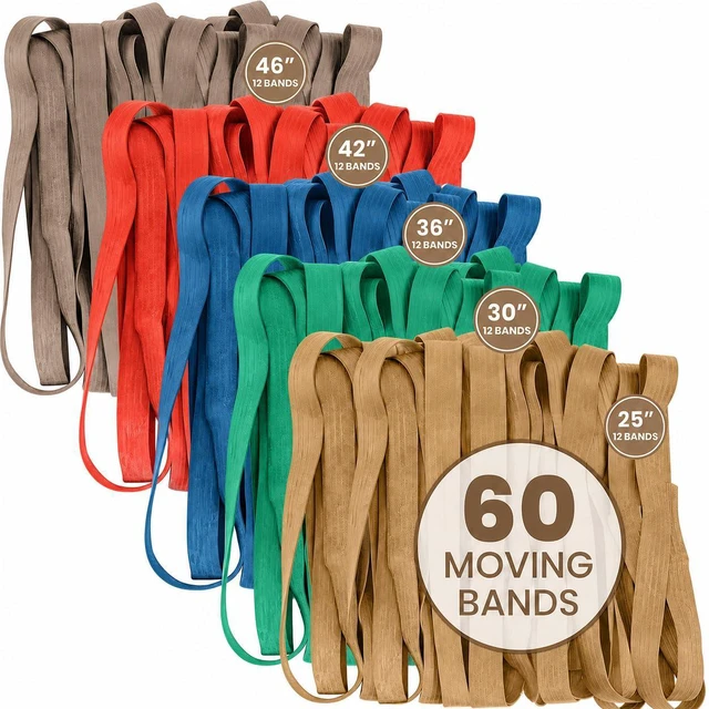 Alt view image 3 of 7 - 60 Pack Mover Bands Extra Large Rubber Bands for Moving Blankets, Furniture & Appliances Heavy-Duty Stretch Bands in 5 Sizes (25", 30", 36", 42", 46")