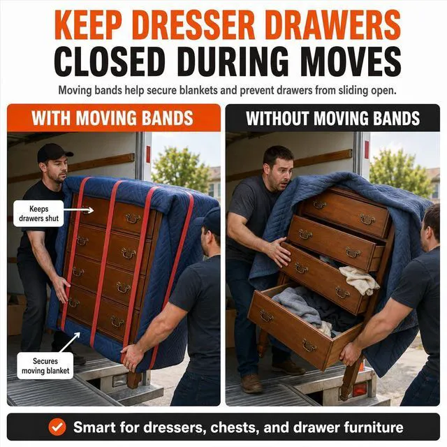 Alt view image 5 of 7 - 60 Pack Mover Bands Extra Large Rubber Bands for Moving Blankets, Furniture & Appliances Heavy-Duty Stretch Bands in 5 Sizes (25", 30", 36", 42", 46")