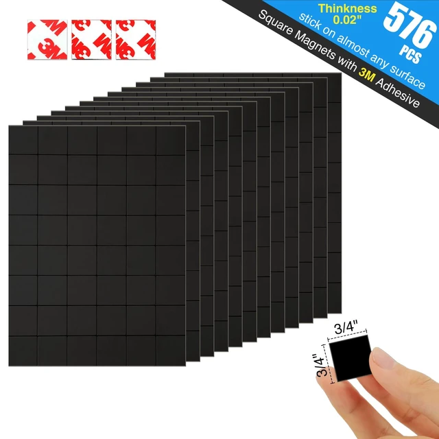 Alt view image 2 of 7 - Pre-Cut Magnet Tape Strip,Thin Magnetic Squares with Self Adhesive(576PCS 3/4" x 3/4"),Sticky Magnets for Classroom/Family Activities,Peel and Stick ONLY for Cards/Picture/Paper (20mil Magnet)