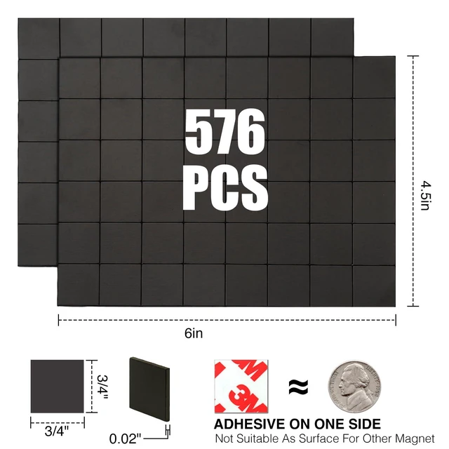 Alt view image 6 of 7 - Pre-Cut Magnet Tape Strip,Thin Magnetic Squares with Self Adhesive(576PCS 3/4" x 3/4"),Sticky Magnets for Classroom/Family Activities,Peel and Stick ONLY for Cards/Picture/Paper (20mil Magnet)