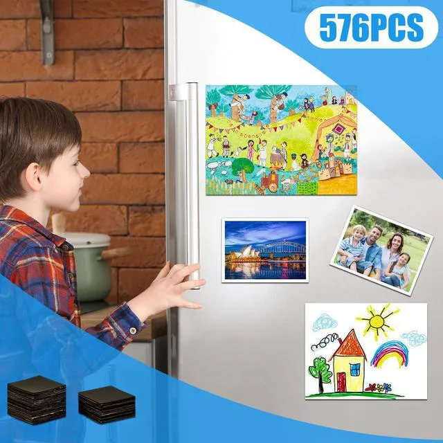Alt view image 5 of 7 - Pre-Cut Magnet Tape Strip,Thin Magnetic Squares with Self Adhesive(576PCS 3/4" x 3/4"),Sticky Magnets for Classroom/Family Activities,Peel and Stick ONLY for Cards/Picture/Paper (20mil Magnet)