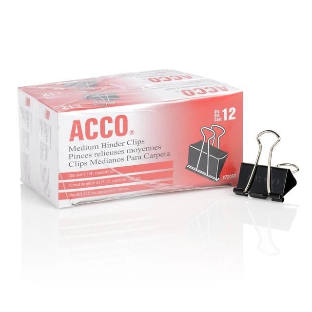 Alt view image 2 of 5 - Binder Clips, Medium, Black, 12 per Box, 2 Boxes (72062) (Pack of 10)