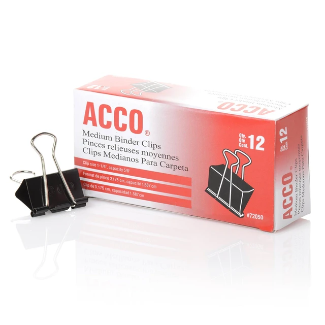 Alt view image 4 of 5 - Binder Clips, Medium, Black, 12 per Box, 2 Boxes (72062) (Pack of 10)