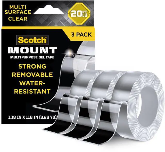 Main image of Multi-Purpose Gel Mounting Tape, Clear, 1 Roll 1.18 in x 118 in, Holds up to 20 lb, STRONG HOLDING POWER (420-3M-3ES)