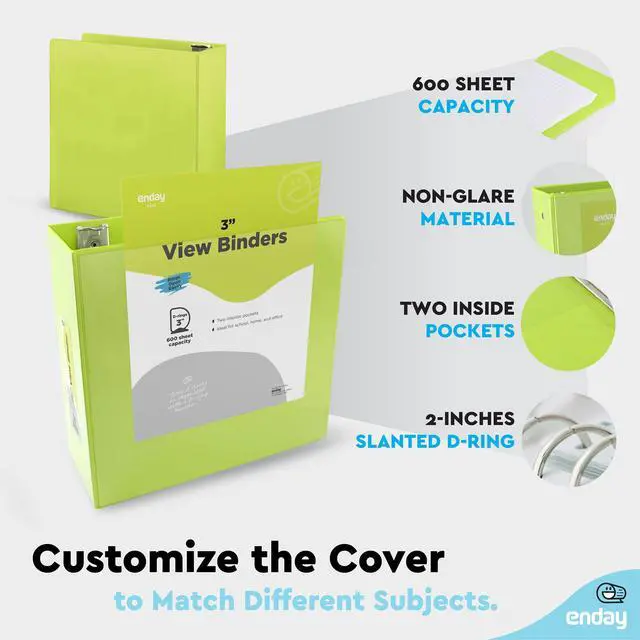 Alt view image 4 of 7 - 3 inch Binder (6 Pack - Assorted Colors) 3 Ring Binder 3 inch with Clear View Cover and 2 Inside Pocket - for Letter Size 8.5 x 11'' Paper, Ideal for School Supplies, Office, and Home