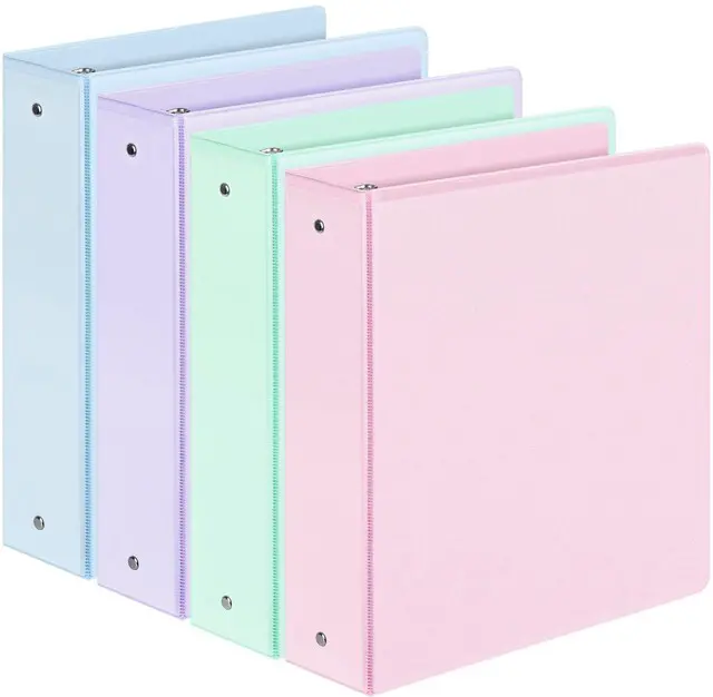 Main image of 4 Pack 3 Ring Binders 2 Inch, 2" Three Round Ring Binder with Pockets Extra Durable, Eco-Friendly, PVC-Free, Reinforced Hinge, 1800-Sheet Capacity, Interior Pockets, Customizable, School, Office