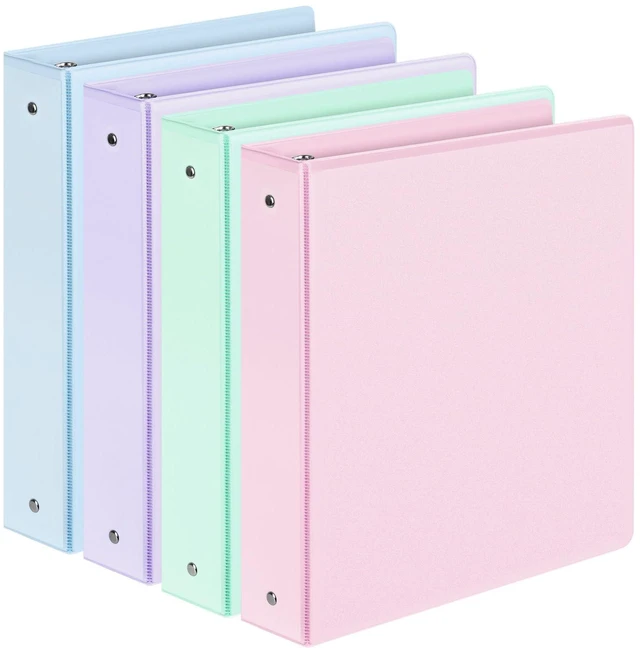 Main image of 4 Pack 3 Ring Binders 1.5 Inch, Three Round Ring Binder with Pockets Extra Durable, Eco-Friendly, PVC-Free, Reinforced Hinge, 1300-Sheet Capacity, Interior Pockets, Customizable, School, Office