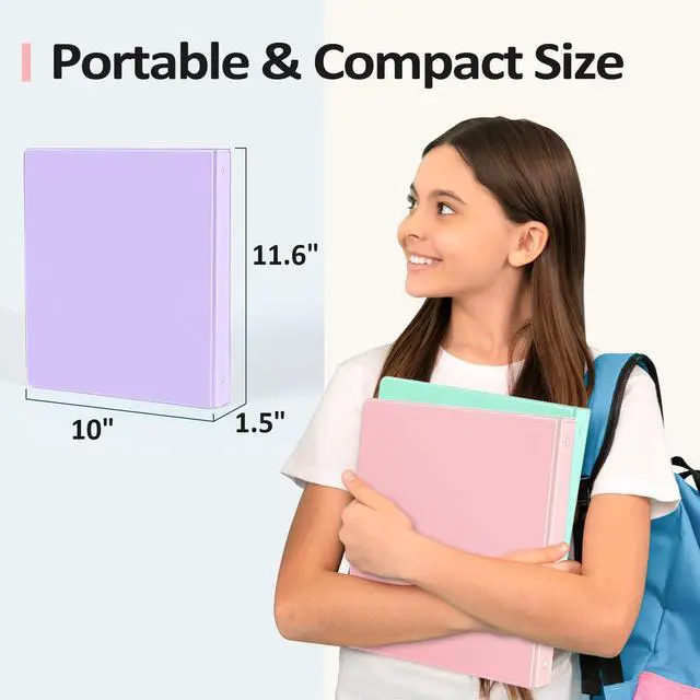 Alt view image 6 of 7 - 4 Pack 3 Ring Binders 1 Inch, 1" Three Round Ring Binder with Pockets Extra Durable, Eco-Friendly, PVC-Free, Reinforced Hinge, 700-Sheet Capacity, Interior Pockets, Customizable, School, Office