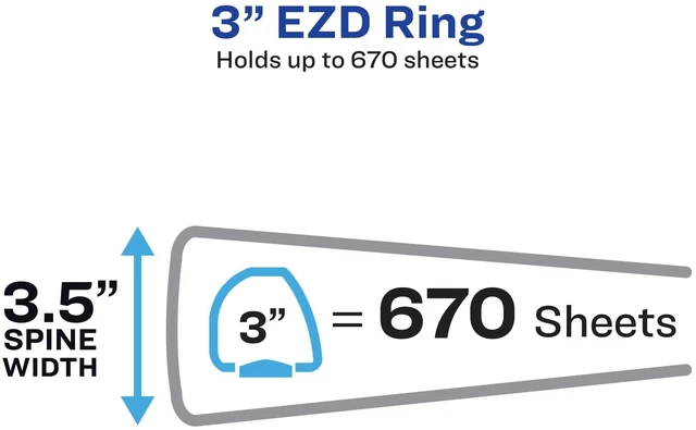 Alt view image 2 of 7 - Durable View 3 Ring Binder, 3" EZD Rings, 1 White Binder For Daily School, Home and Office Use, Tear-Resistant Spine, DuraEdge Split-Resistant Edges, Clear Interior Pockets