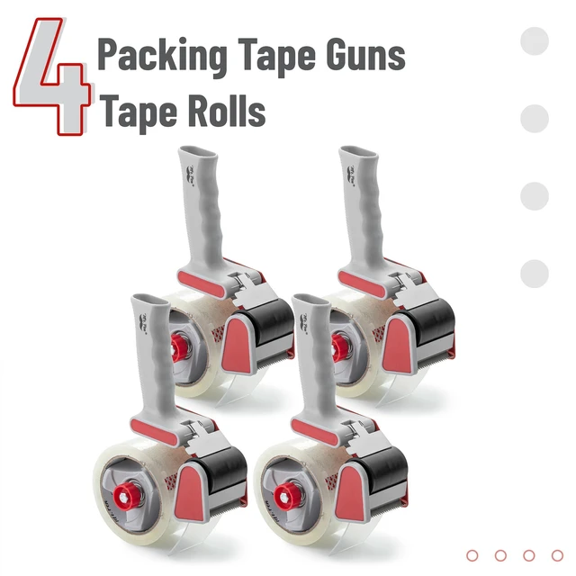 Alt view image 2 of 7 - Heavy Duty Packing Tape Dispenser Gun, 2 Inch 4 Pack with 4 Clear Tape Rolls, Handheld Tape Gun for Moving, Shipping, Sealing Boxes & Packaging