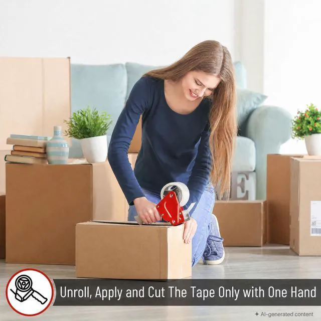 Alt view image 5 of 7 - Heavy Duty Packing Tape Dispenser Gun, 2 Inch 4 Pack with 4 Clear Tape Rolls, Handheld Tape Gun for Moving, Shipping, Sealing Boxes & Packaging