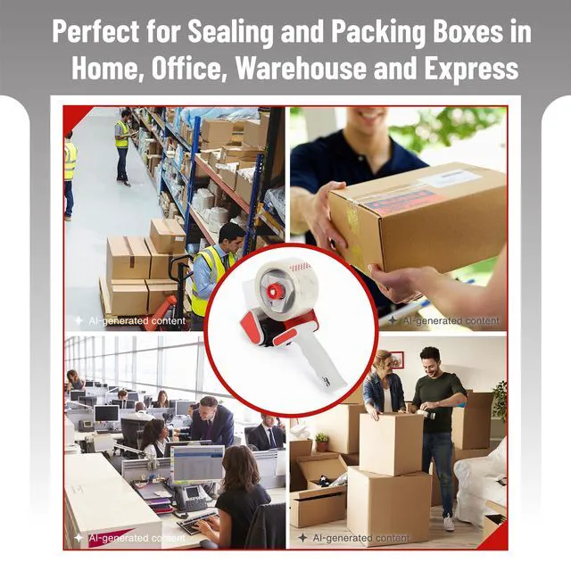 Alt view image 6 of 7 - Heavy Duty Packing Tape Dispenser Gun, 2 Inch 4 Pack with 4 Clear Tape Rolls, Handheld Tape Gun for Moving, Shipping, Sealing Boxes & Packaging