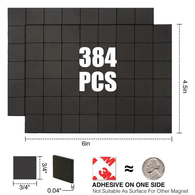 Alt view image 3 of 6 - Magnetic Squares Pieces with Adhesive Backing(Each 3/4" x 3/4"),Self Sticky Magnets for Classroom Activities,Peel and Stick for Cards/Picture/Poster (40mil Magnet 384PCS)