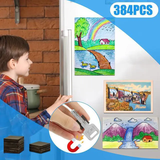 Alt view image 5 of 6 - Magnetic Squares Pieces with Adhesive Backing(Each 3/4" x 3/4"),Self Sticky Magnets for Classroom Activities,Peel and Stick for Cards/Picture/Poster (40mil Magnet 384PCS)