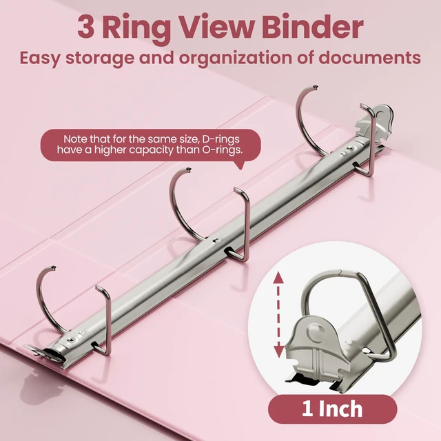 Alt view image 3 of 7 - 3 Ring Binder 1 Inch D Ring, Clear View Binder Three Ring PVC-Free (Fit 8.5x11 Inches) for School or Office Supplies, Assorted Pastel, 4 Pack