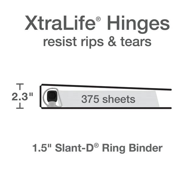 Alt view image 3 of 6 - 3 Ring Binders, Binders for School, 1.5 Inch ONE-Touch Easy Open D Rings, 3-Sided View Binder Covers, Xtralife Hinge, Non-Stick, PVC-Free, Natural Pastels, 375-Sheet Capacity, 4 Pack (79918)