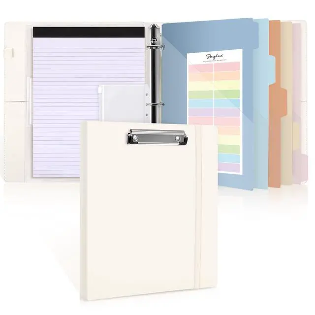 Main image of 3 Ring Binder with Clipboard,1 Inch Binder, 13.2" × 10.2" PU Clipboard Binder with Notepad & 5 Dividers with 5 Pockets, Labels, Clipboard Folder Great for School Office(Fit Letter Sized Paper)