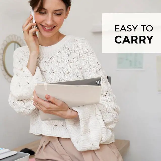 Alt view image 5 of 7 - 3 Ring Binder with Clipboard,1 Inch Binder, 13.2" × 10.2" PU Clipboard Binder with Notepad & 5 Dividers with 5 Pockets, Labels, Clipboard Folder Great for School Office(Fit Letter Sized Paper)
