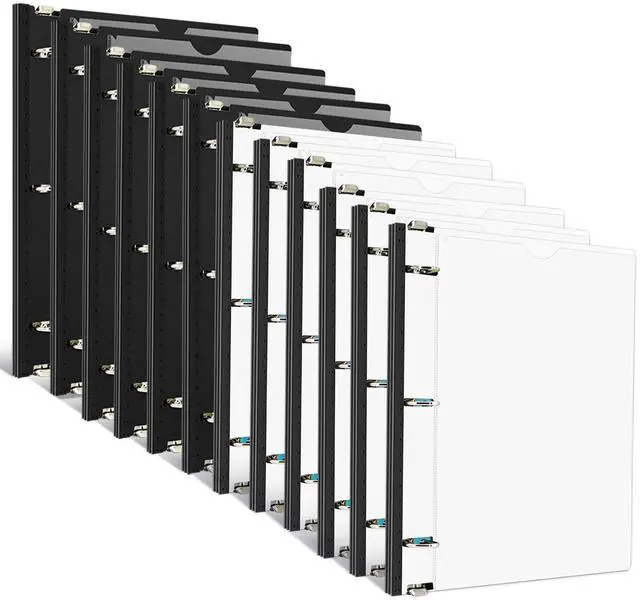 Main image of 1 Inch Telescoping 3 Ring Binder Black+White - 12 PCS Flexible Binders with Customizable Front Cover and Clear Catalog Pocket,1 inch Binders 3 Ring, Holds 8.5" x 11" Paper