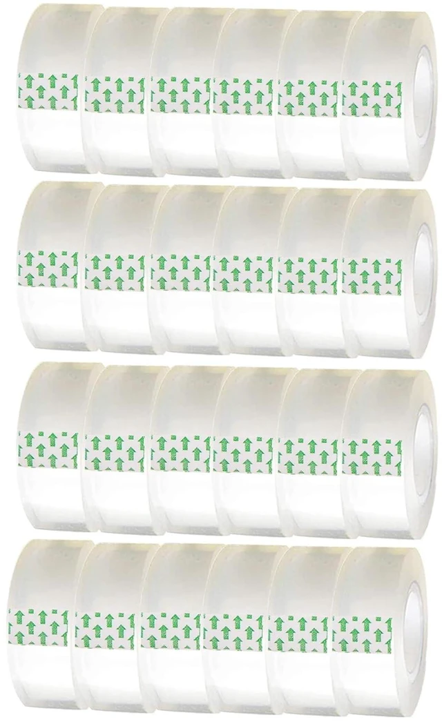 Main image of 24 Pack Transparent Tape Clear Tape Refills Rolls Each Roll 3/4 x 1000 Inches, 1 inch Core, for Office, Home, School