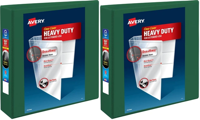 Main image of Heavy-Duty View 3 Ring Binder, 2 Inch One Touch EZD Rings, 540-Sheet Capacity, 2.8 Inch Wide Spine, Customizable Clear Cover and Spine, 1 Green Binder (79683) (Pack of 2)